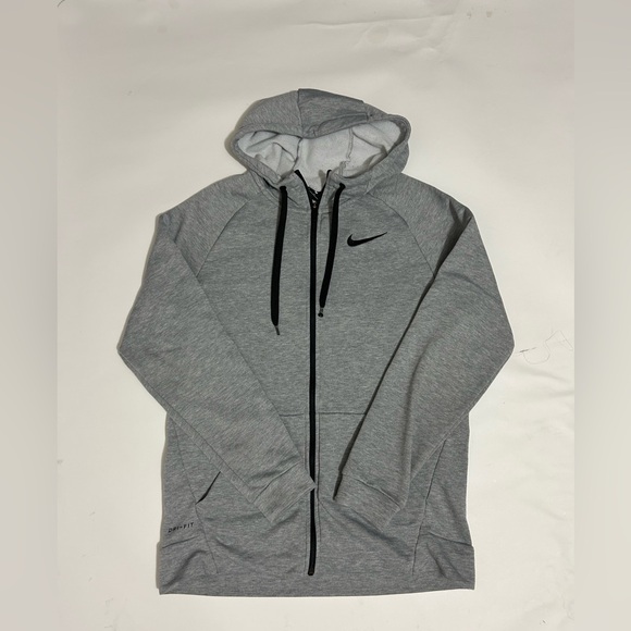 Nike Men’s Activewear Dri Fit Full Zip Grey Hoodie Jacket Size Medium - Picture 1 of 8